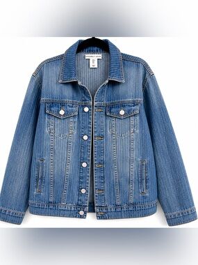 Sincerely Jules Striped Denim Jacket Light Wash Women’s Size Large